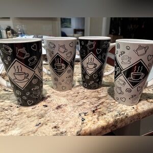 4 Vintage Hudson’s Bay Market Square Black & White 16 Oz. Coffee Mugs